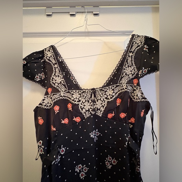 Free People Haven Midi Dress Black Combo Floral Embroidered Backless Size M NWT - Picture 9 of 16